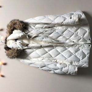 Luxurious Lands' End Vanilla Down Coat.2x Zips